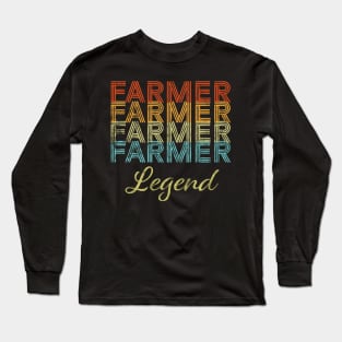 Farmer Legend Proud Retro Colors Farming Gift Long Sleeve T-Shirt